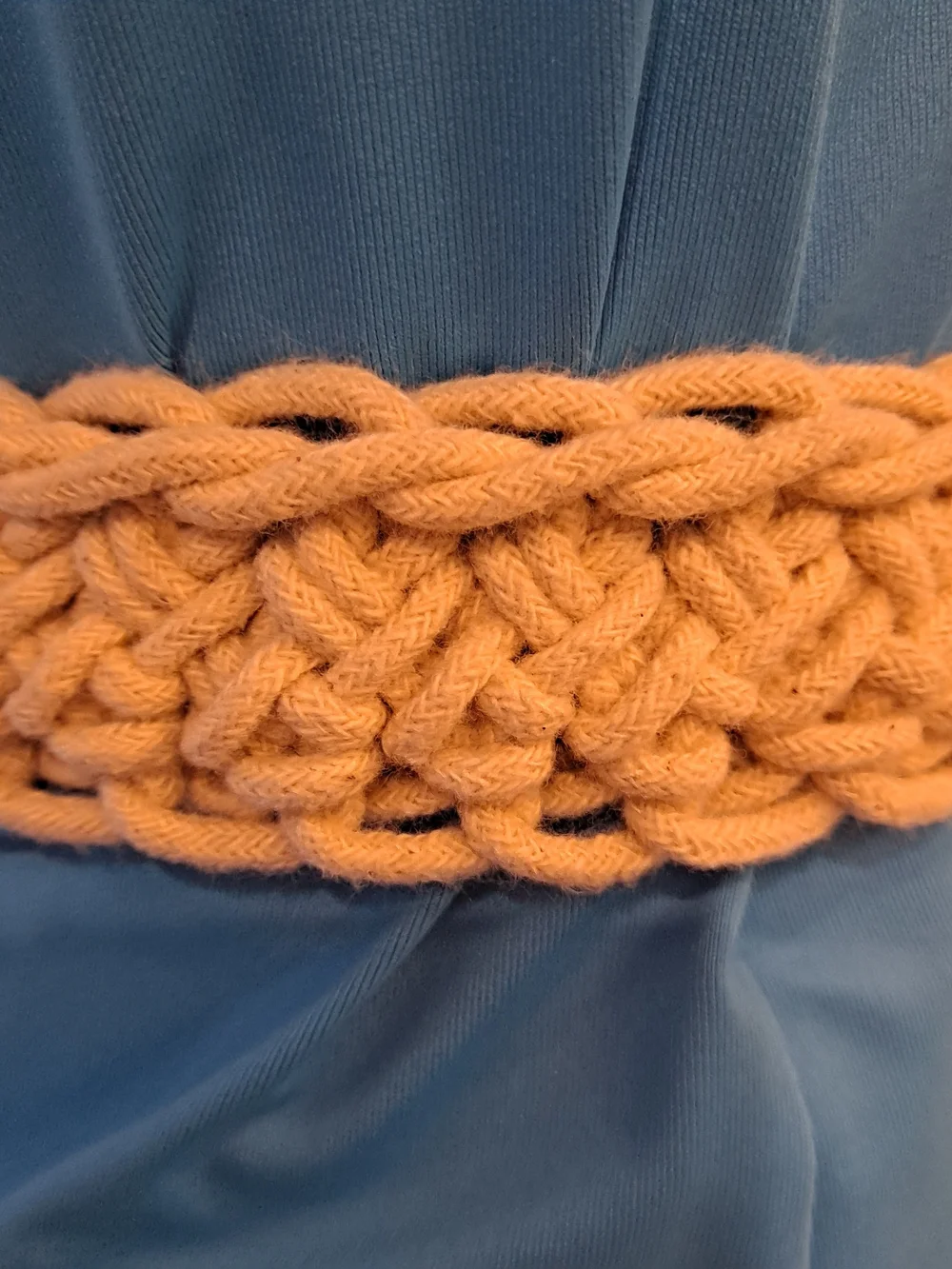 Artisan Handwoven Tan Macramé Waist Belt with Tassels & Wood Beads Bohemian Boho